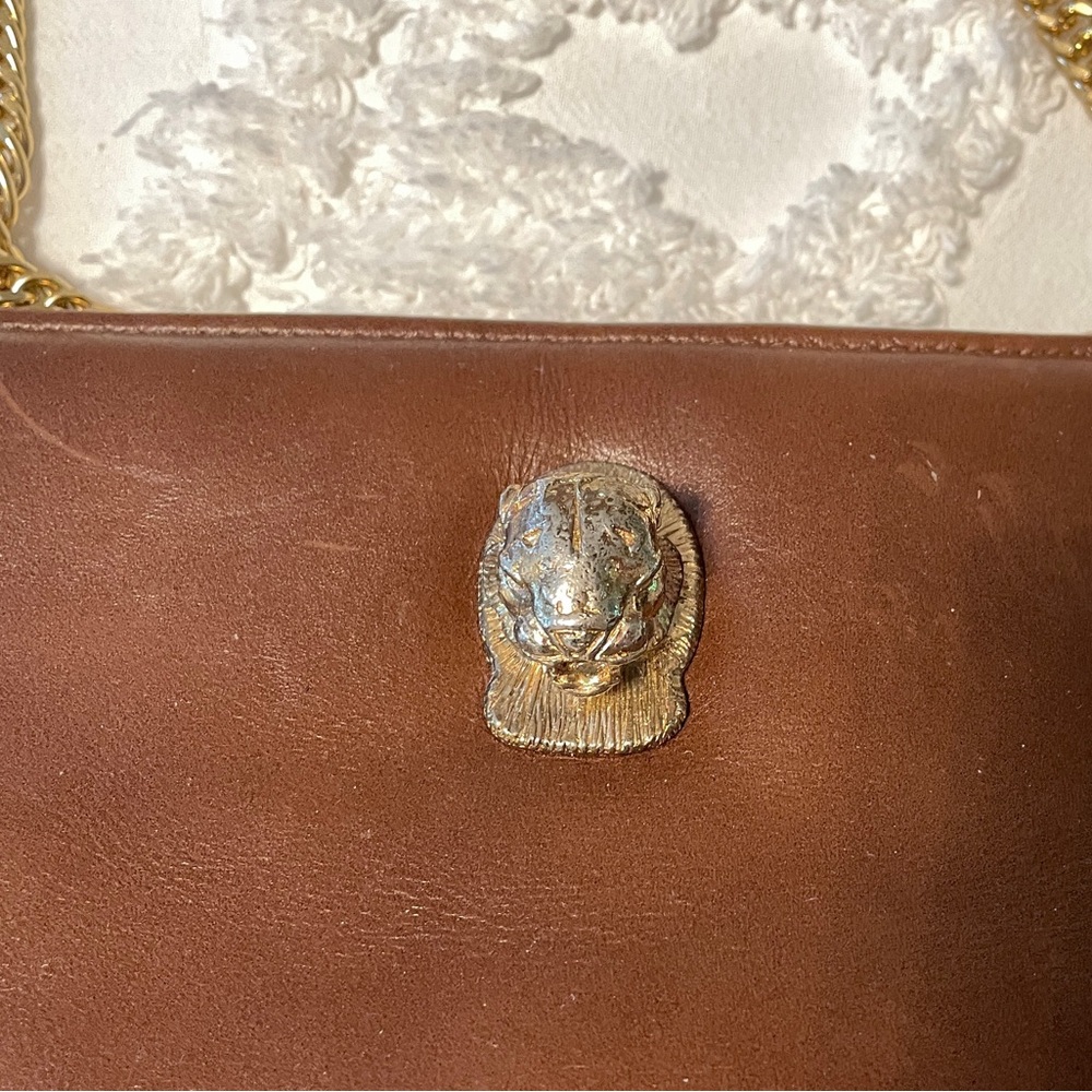 Vintage (1970s) Ruth Saltz Brown Leather Adjustable Cougar Head Purse - Picture 4 of 9